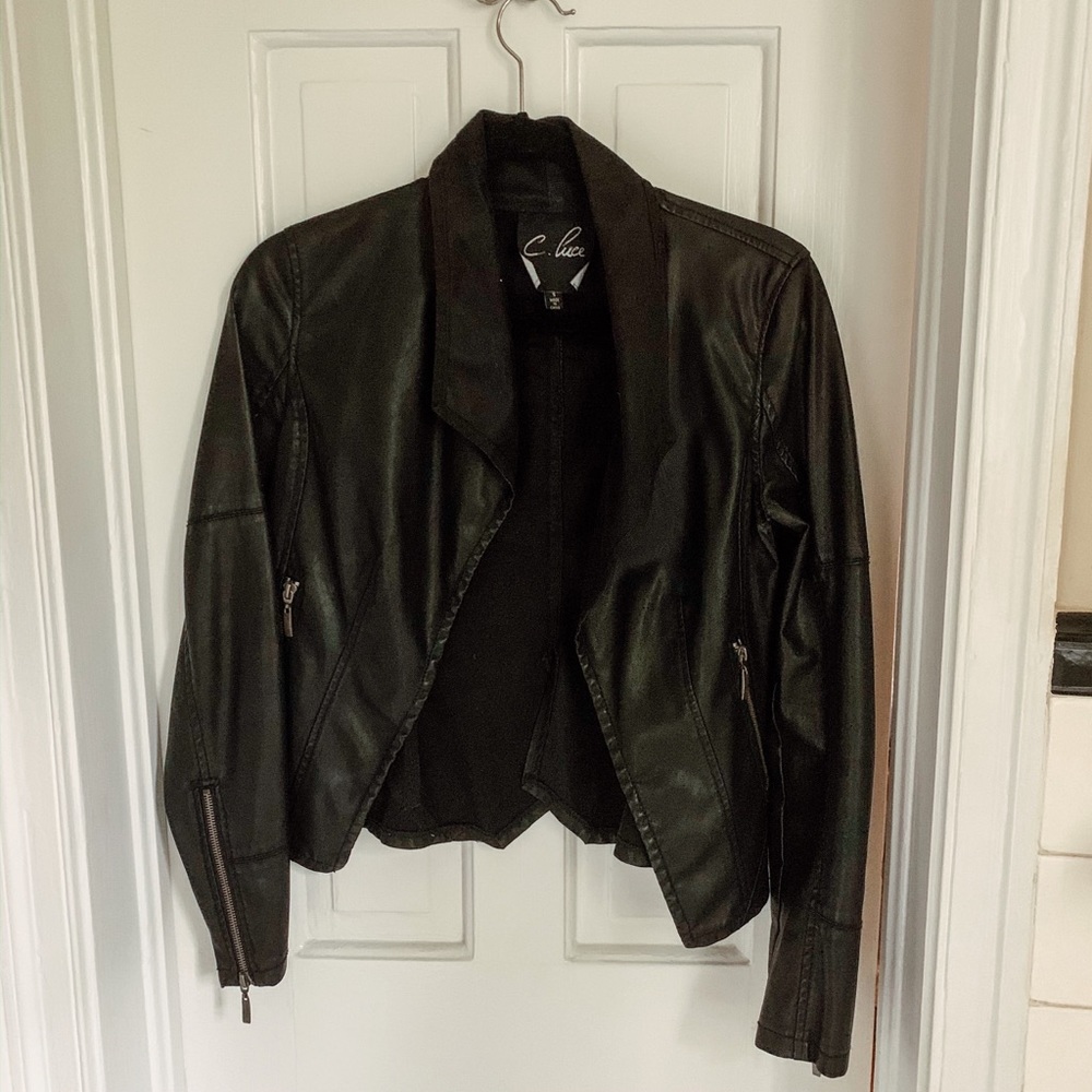 C. Luce black faux leather jacket